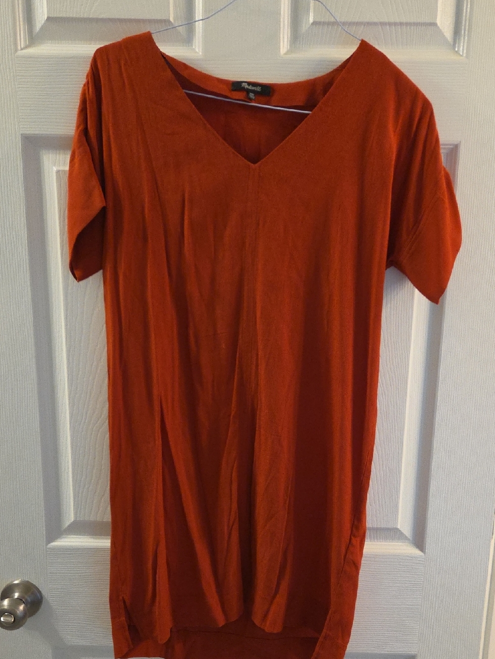 Madewell Rust Orange Dress with V-Neck